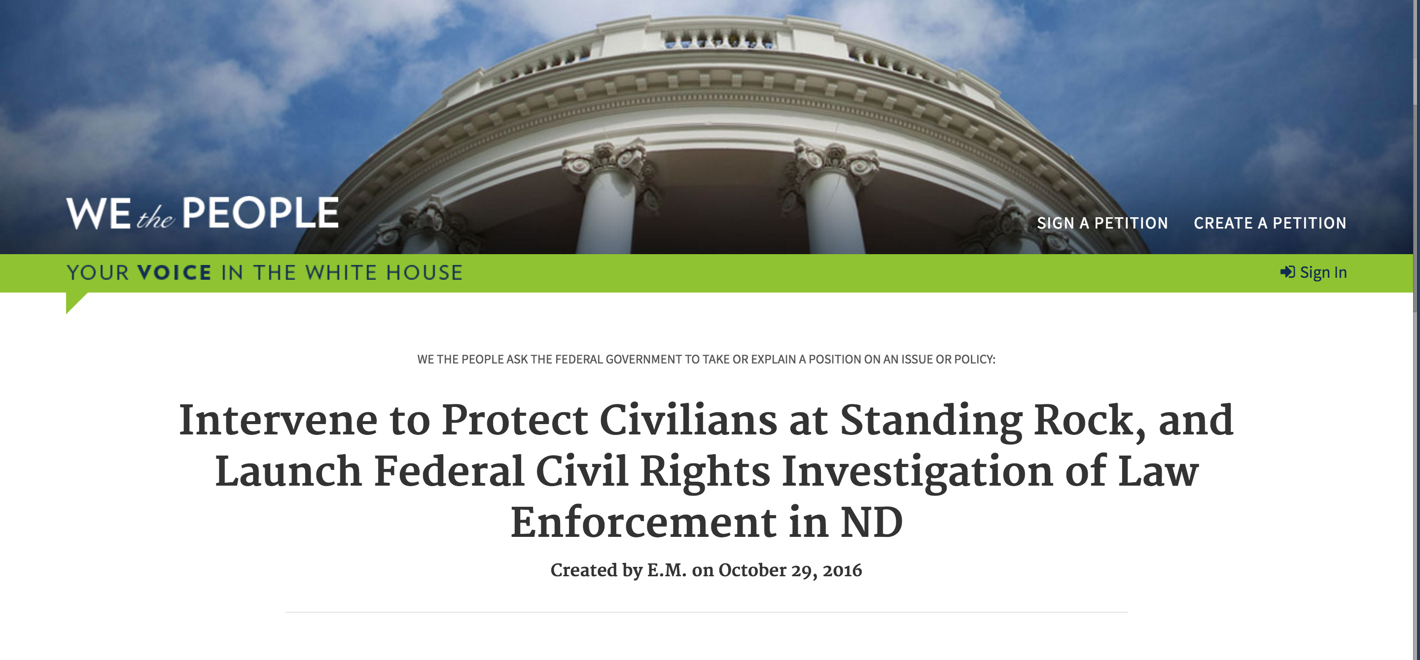 Petition Watch: ‘Launch DOJ Civil Rights Investigation of Law Enforcement’ Over DAPL Growing Fast