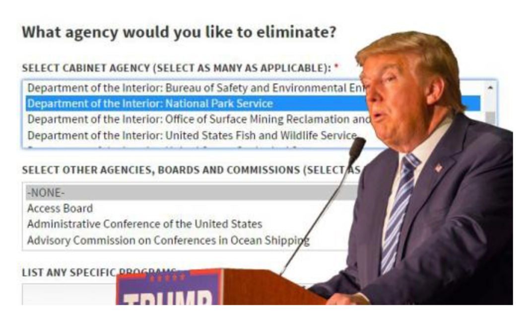 Trump Web Page Asks Americans if They’d Like Him to Kill the National Park Service, Forest Service