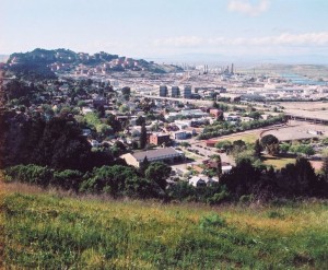 Point Richmond, Richmond, California, taken from atop nearby Nickols Knob, showing Chevron refinery in background across Interstate 580.