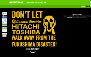 Greenpeace GE/Hitachi/Toshiba Fukushima Petition Website