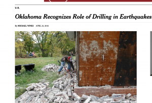 Oklahoma Acknowledgment of Frackquakes -- NY Times